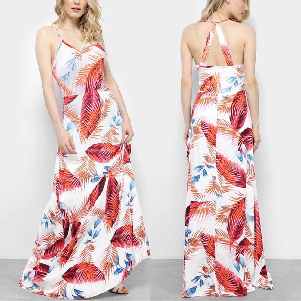 [3Packs] Leaf Print Maxi Dress